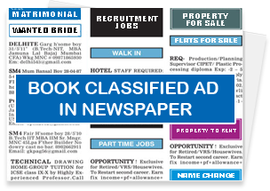 Book Classified Ad in Newspaper