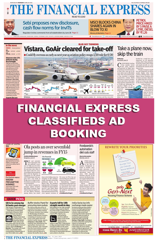 Financial Express Lost Found Delhi Classified Ad Booking Ads2Publish
