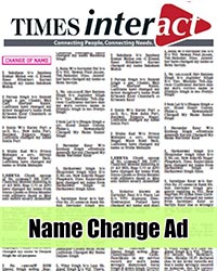 Name Change Ad in Times of India